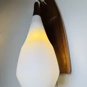 Floating Wall Lamp In Wood & Matt Opal Glass By Philips, The Netherlands, 1950S