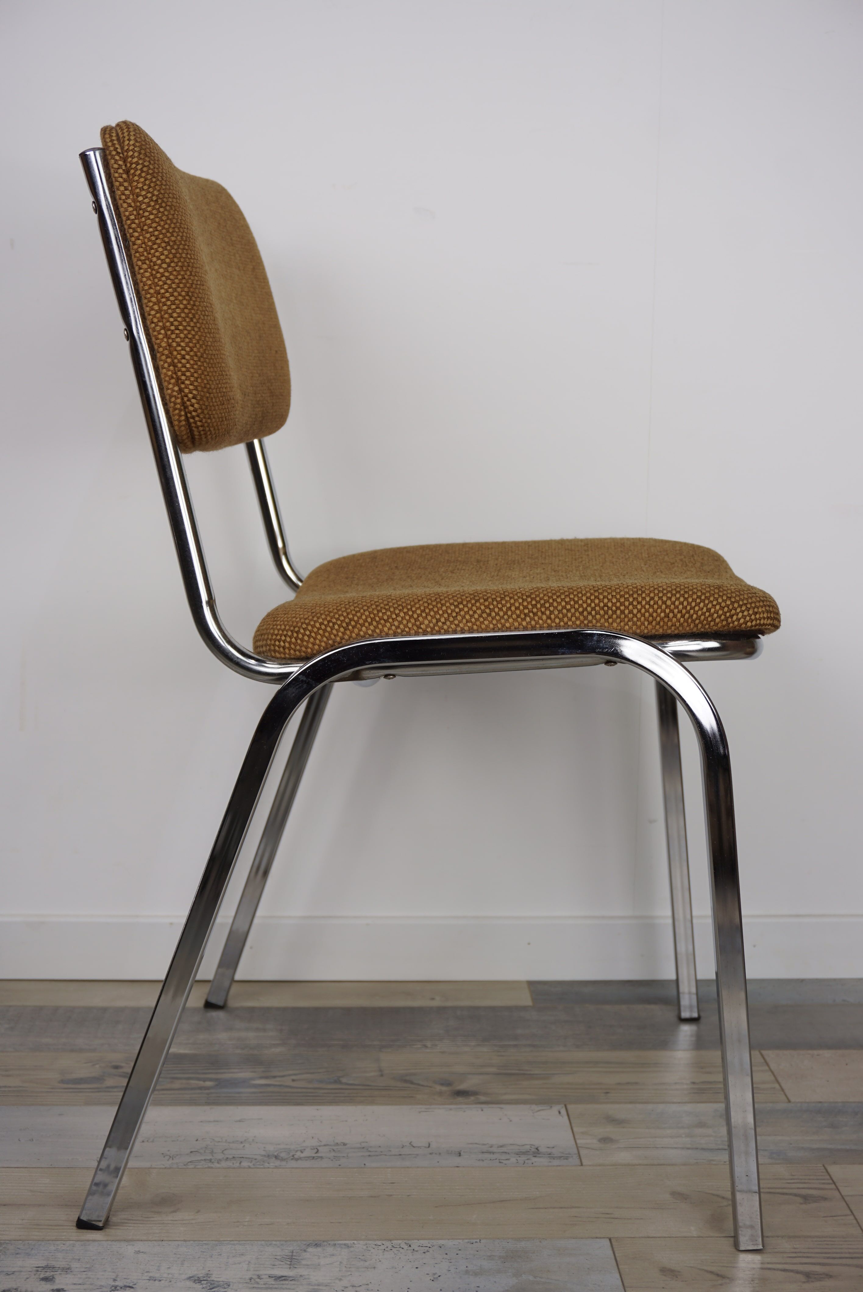 Suite of 6 chrome and tweed chairs 50