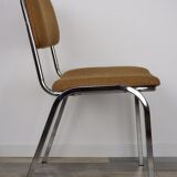 Suite of 6 chrome and tweed chairs 50