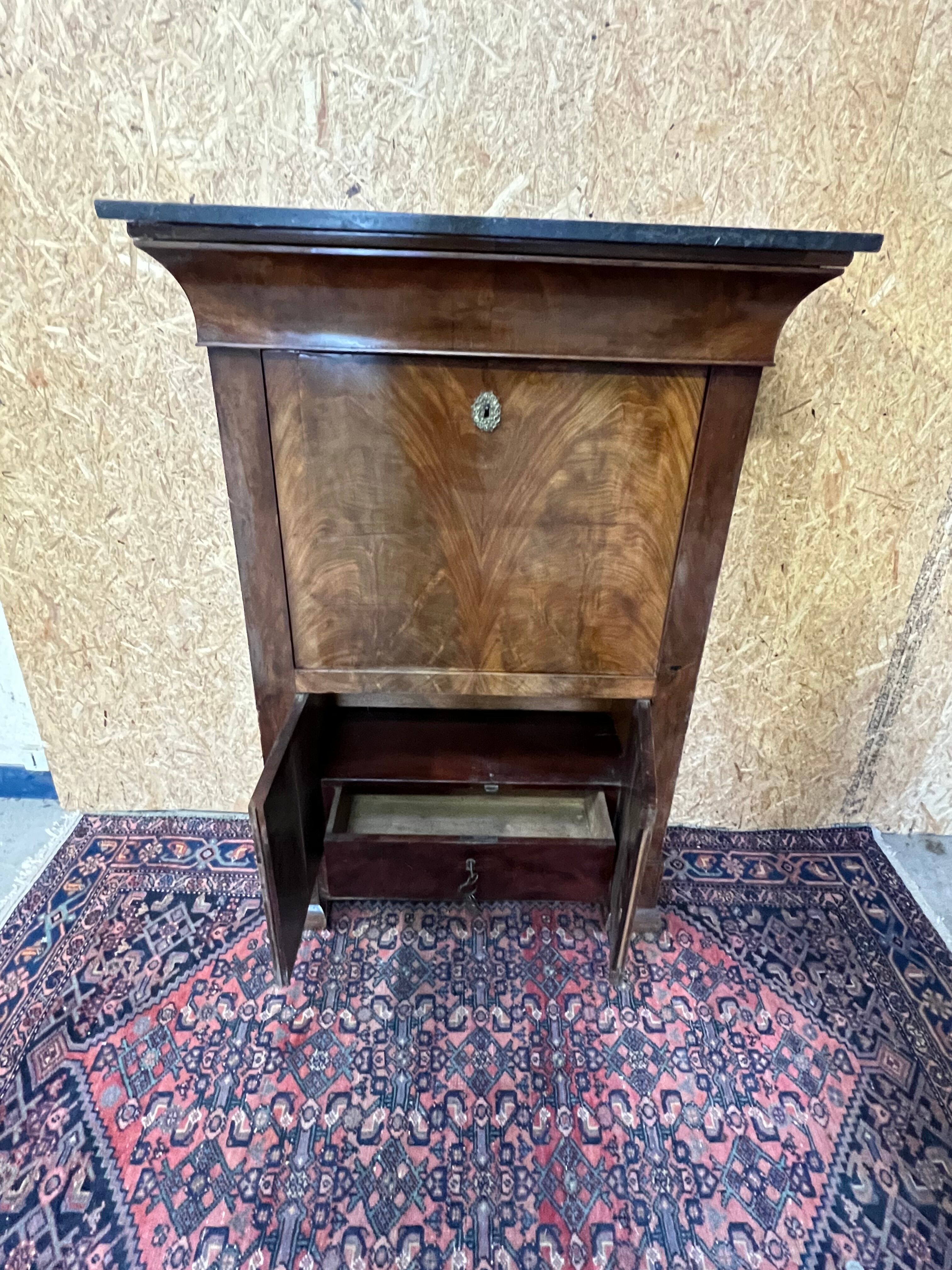 old secretary, Restoration era, lock and clover key, nineteenth century