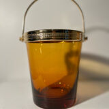 Brass ice bucket and blown glass