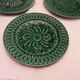 5 Antique Green Barbotine Earthenware Plates