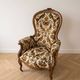 Louis XV armchair in wood and gold damask fabric
