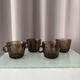 Set of 4 Vintage Smoked Glass Coffee CSeups by ŠEDA – Czechoslovakia, 1970s