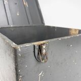 Old gray painted wooden toolbox