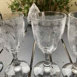 4 Saint Louis water glasses. Venetian ribbed massenet model