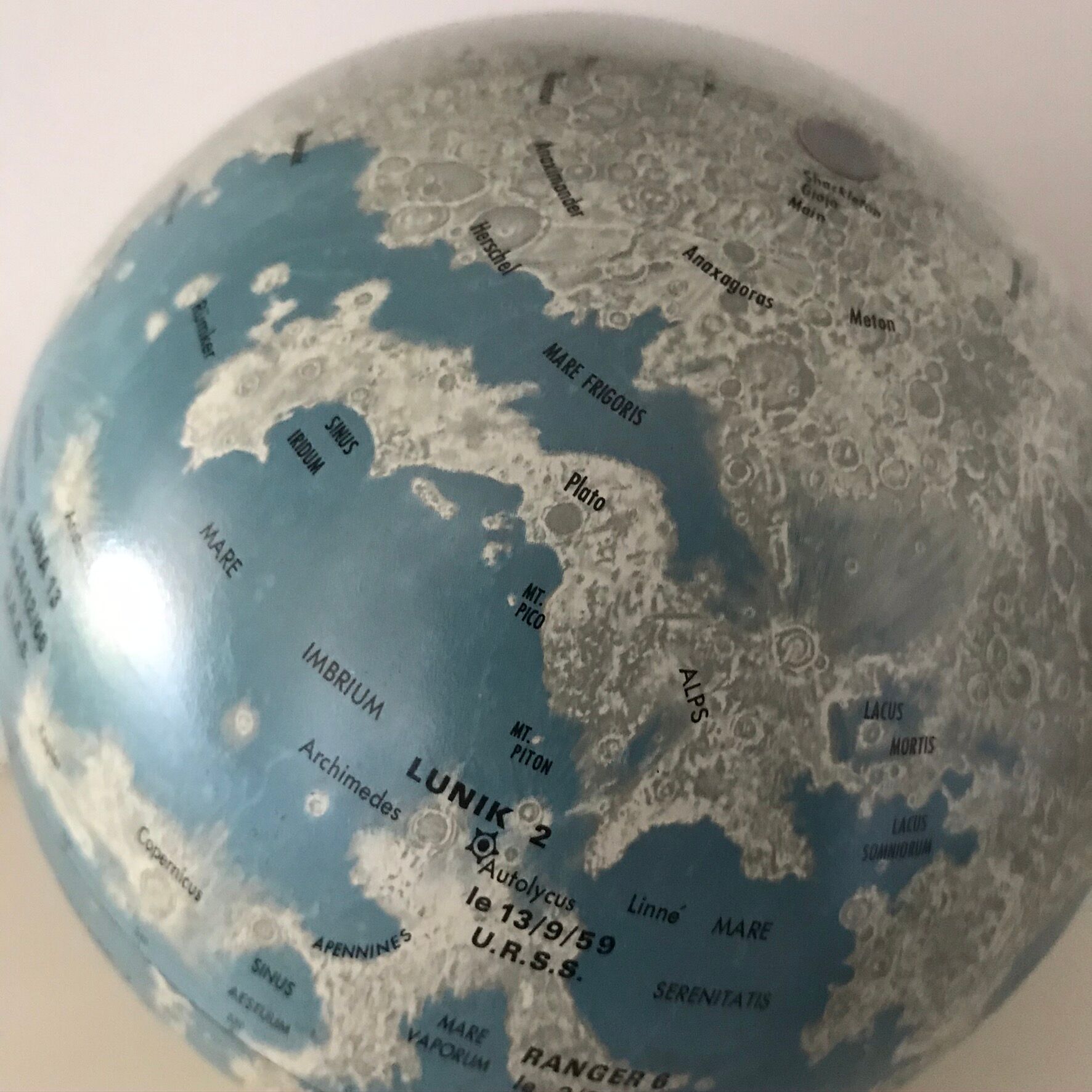 Vintage metal moon globe Replogle globes 1966