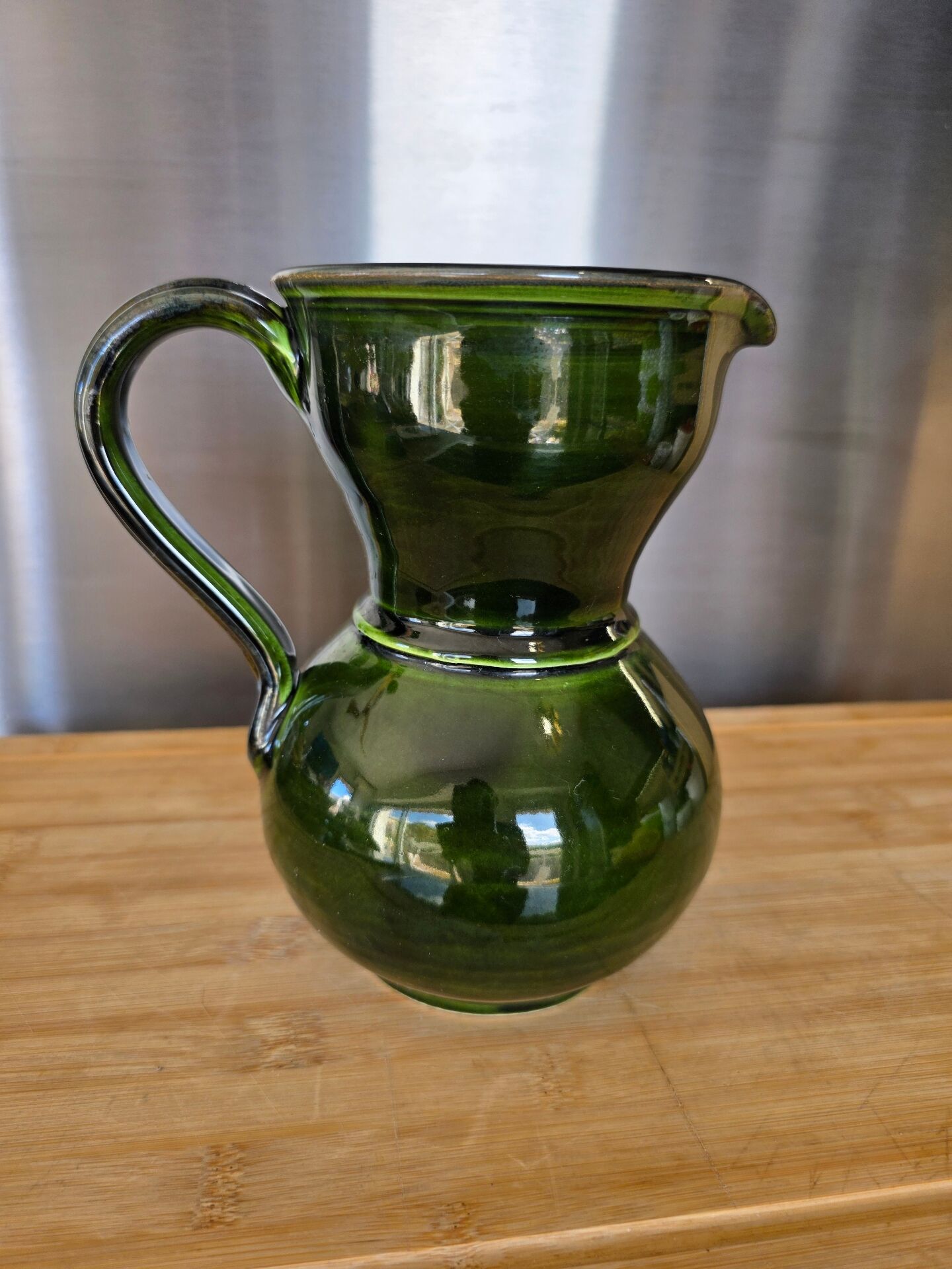 Authentic green ceramic jug Lou Pignatier Vallauris vintage