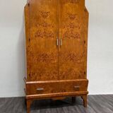 Cubist Art Deco wardrobe in heather wood, 1940s