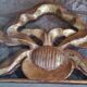 Golden wooden wall mirror 70s 70x115cm