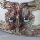 Venetian round mirror in pink and purple murano glass 1960s