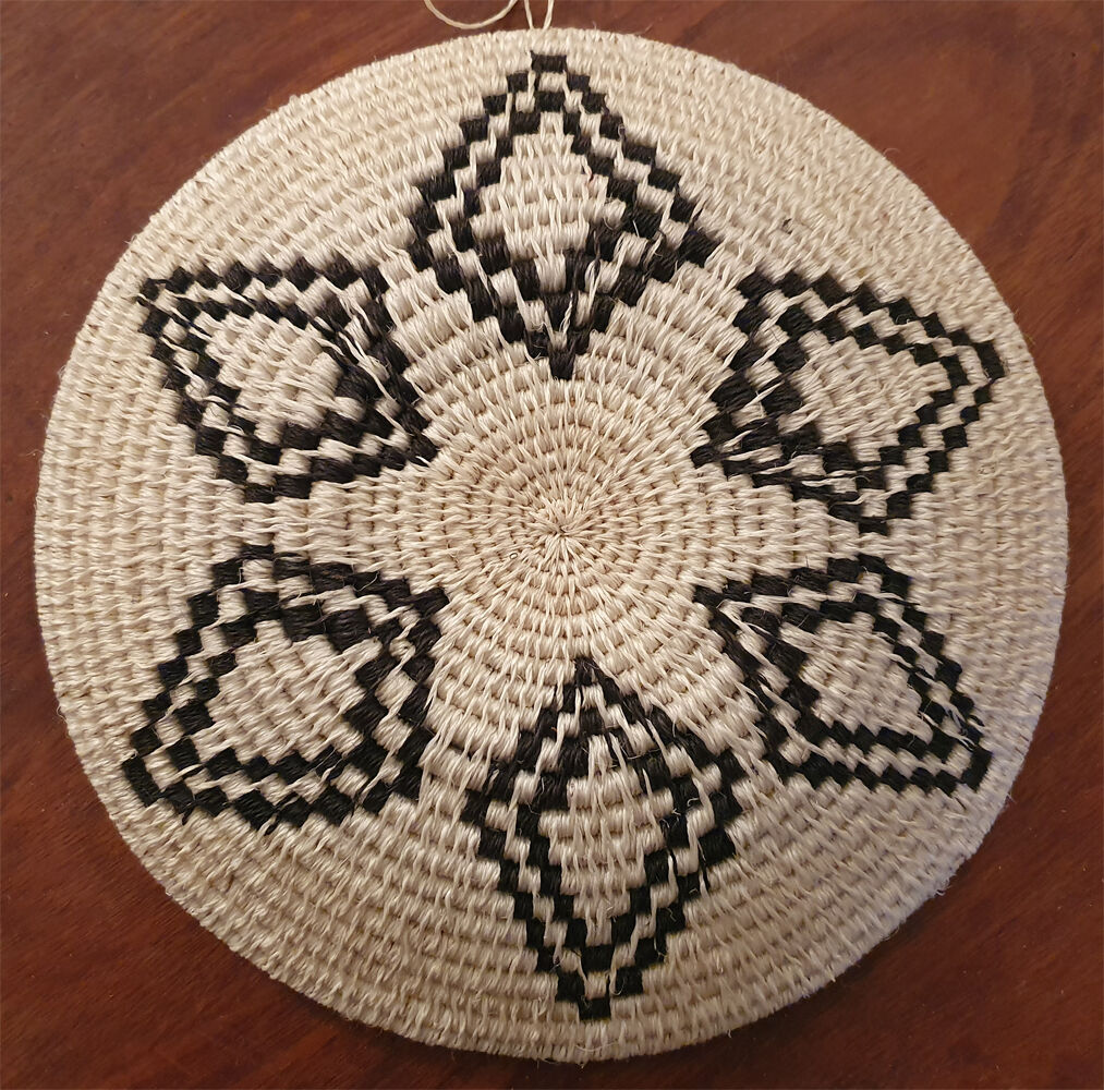 African woven wall basket, woven basket, ethnic and natural Boswana