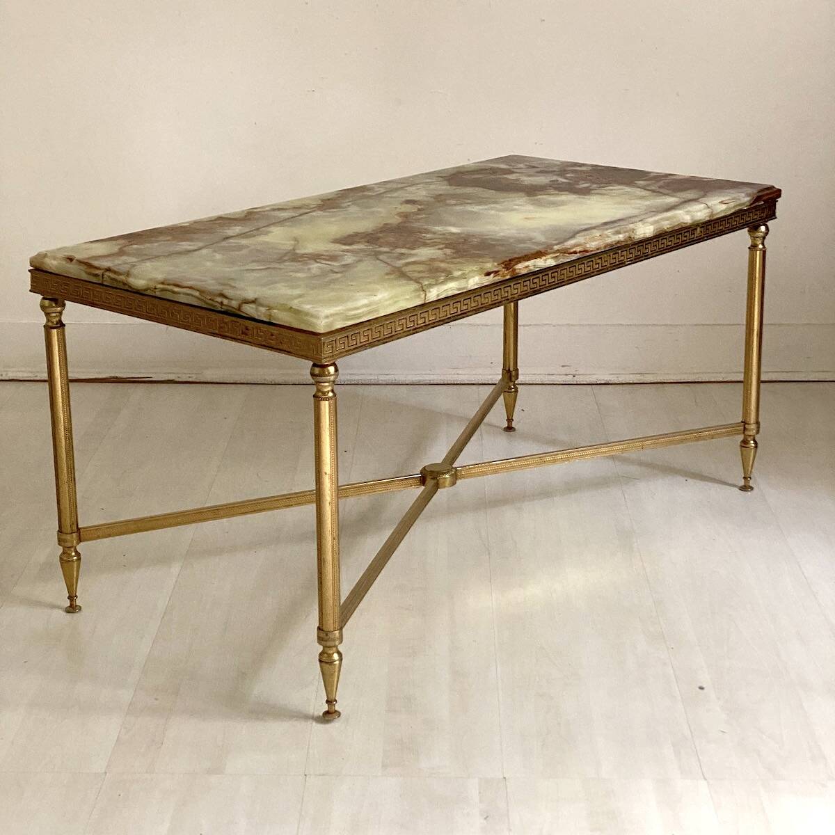 Vintage 1970s brass and marble coffee table