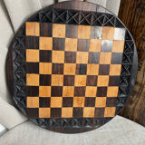 Carved wooden chess set