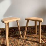 Paire de tabourets  bois brut
