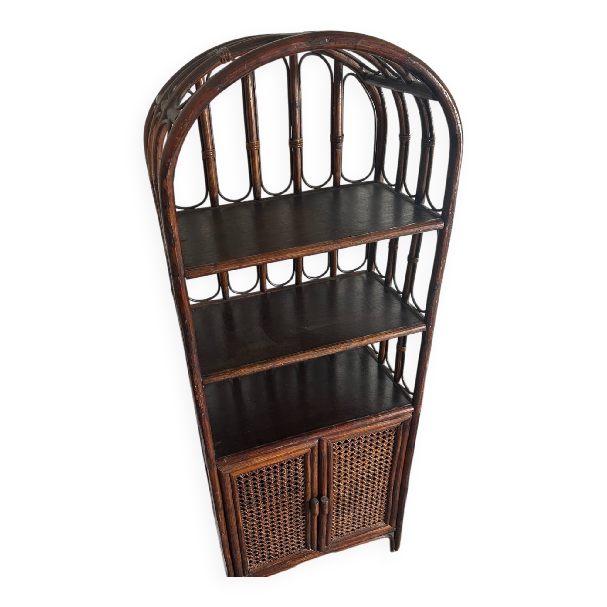 Rattan shelf / bookcase with cabinet