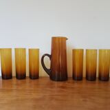 Carafe blown glass and its 8 glasses