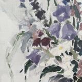 1983 Modern "Flowers & Shell" Swedish Floral Still Life Oil Painting, Framed