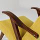 Fauteuil scandinave velours côtelé jaune citron chêne 1960