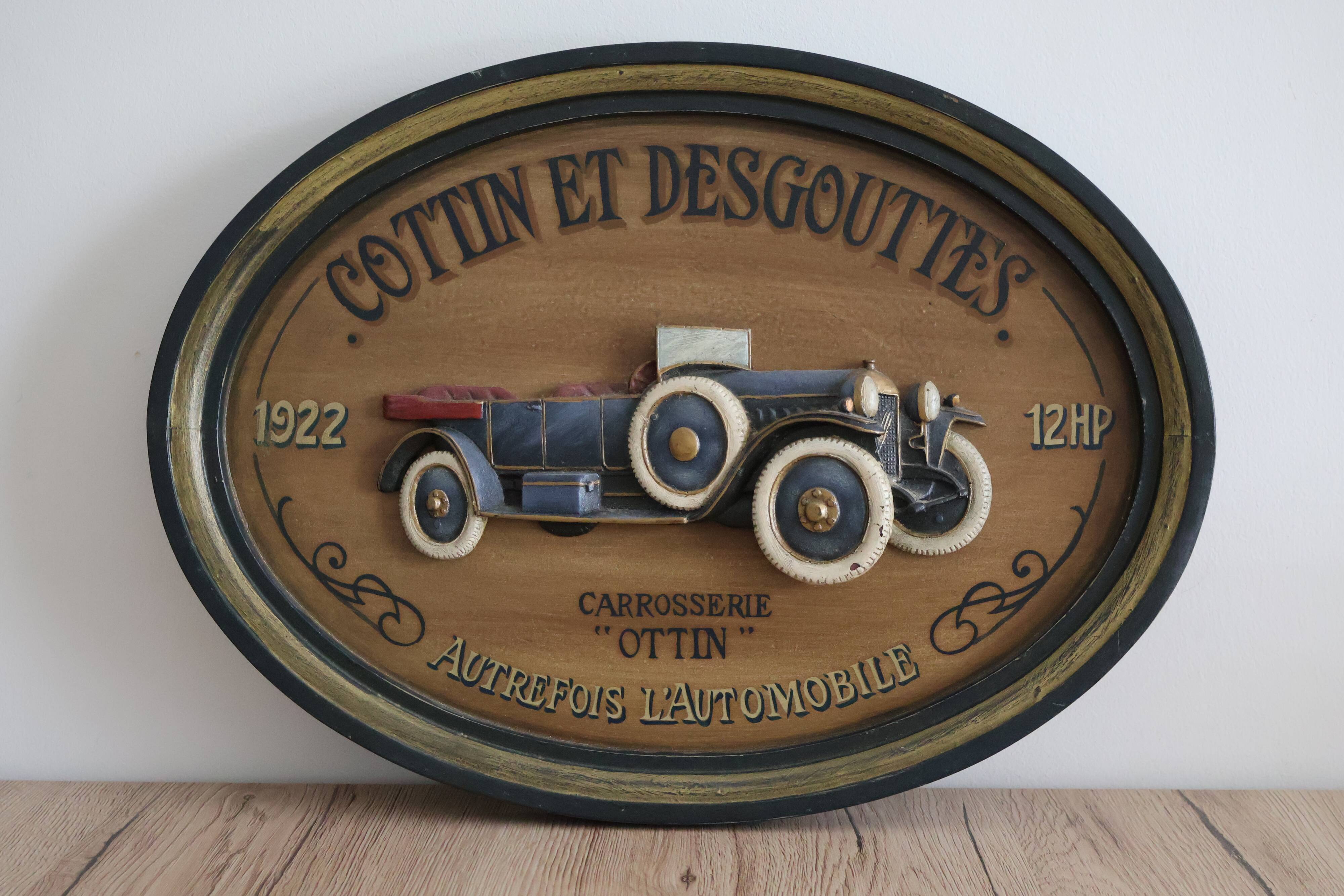 Wooden painting old car country corner 60s