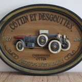 Wooden painting old car country corner 60s