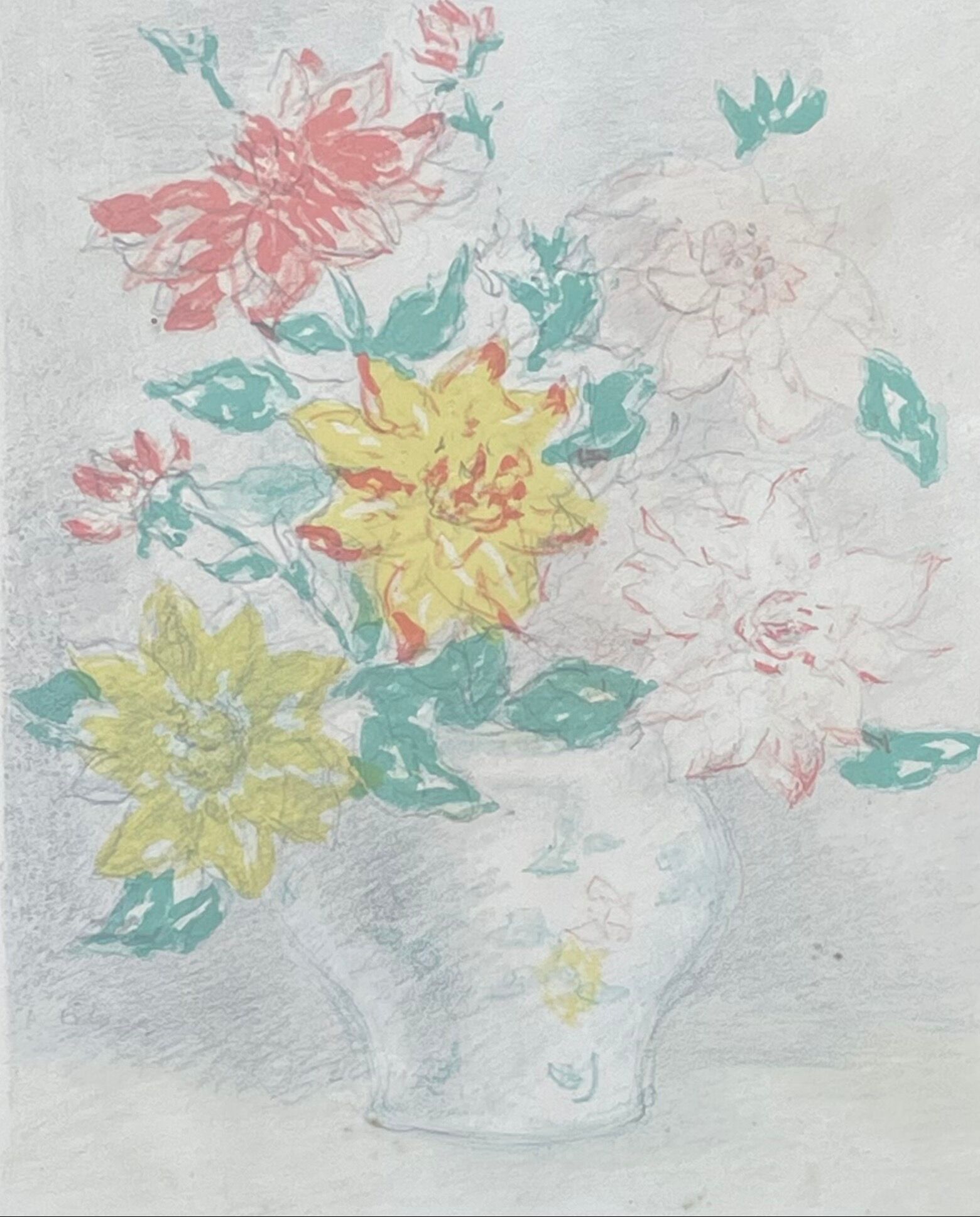 Painting watercolor still life with flowers Matisse, Dufy early twentieth century