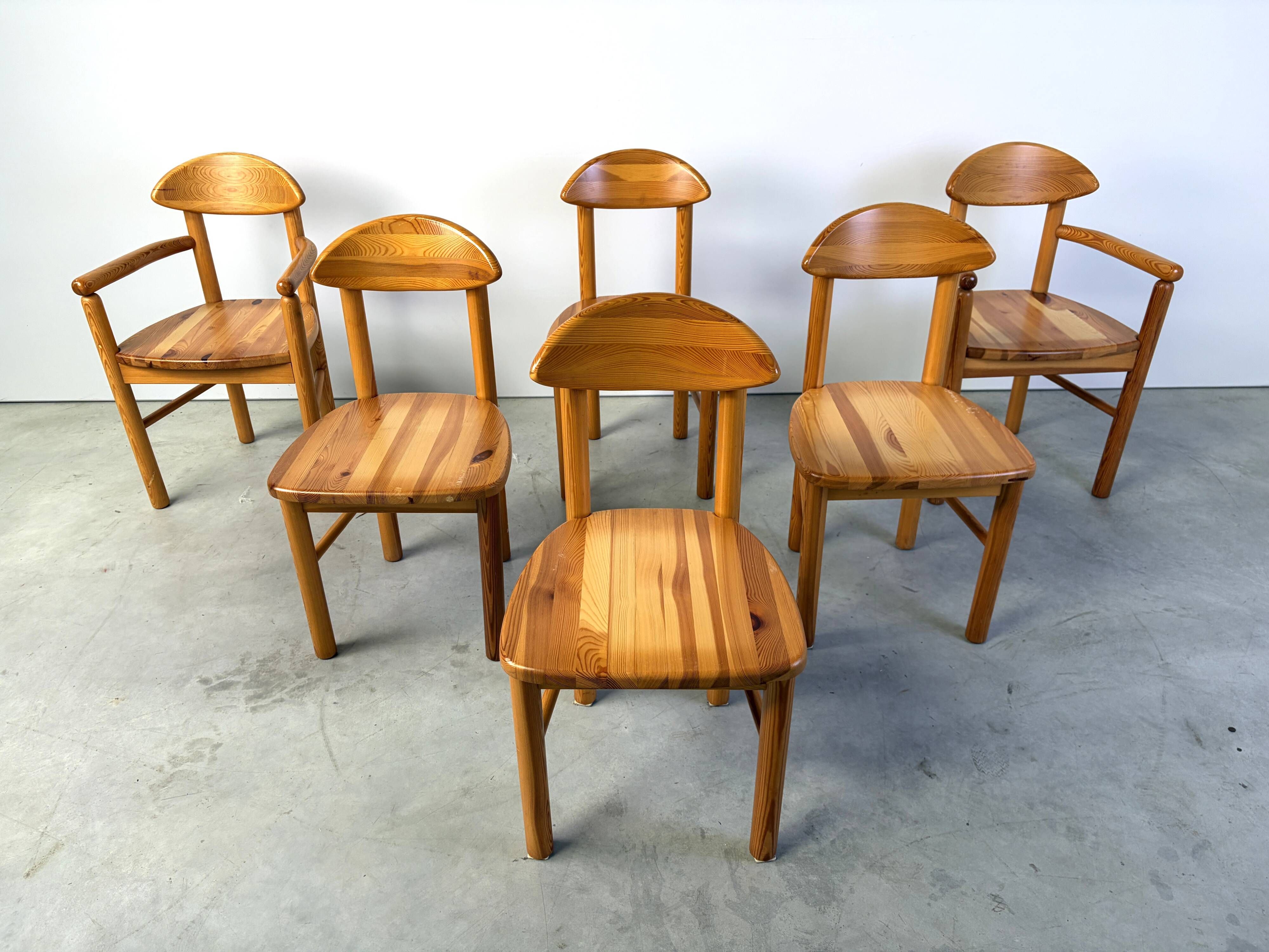 Set of 6 Scandinavian solid pine wood dining chairs by Rainer Daumiller for Hirtshals Savvaerk