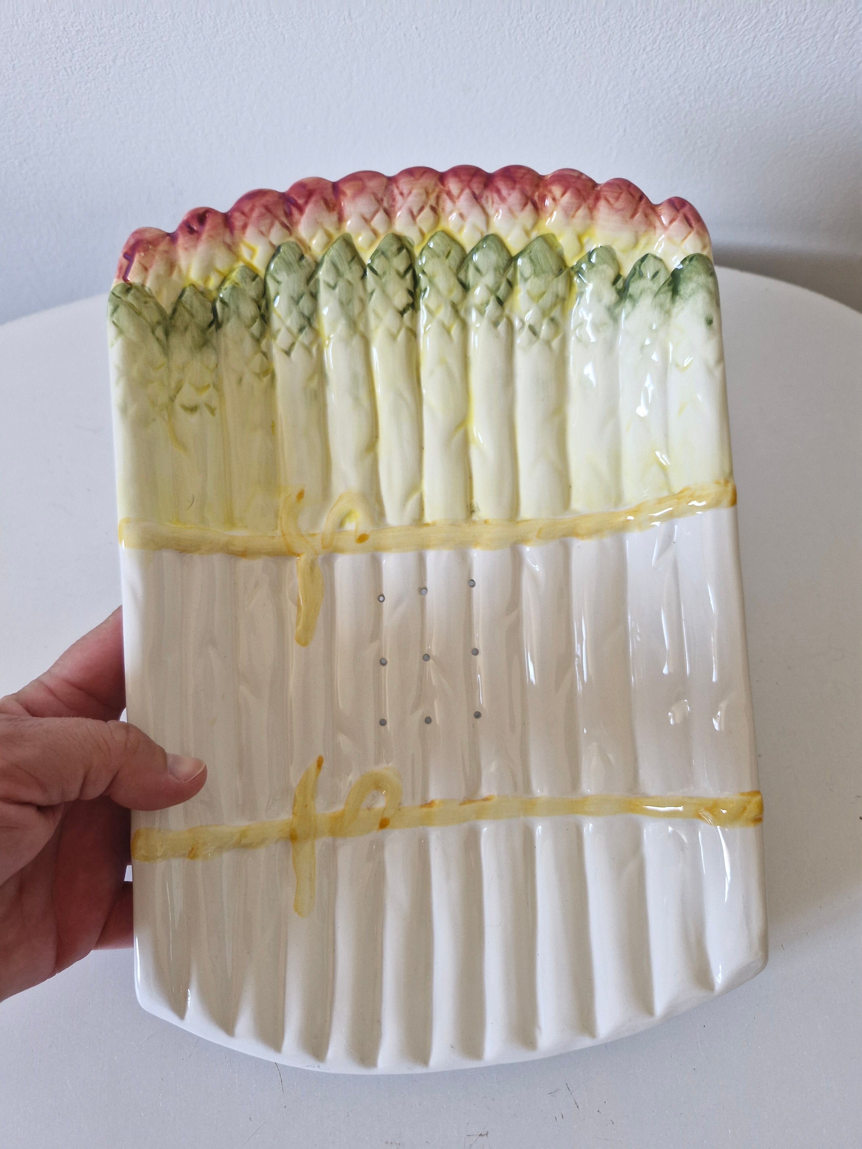 Vintage ceramic asparagus dish and drainer Barbotine