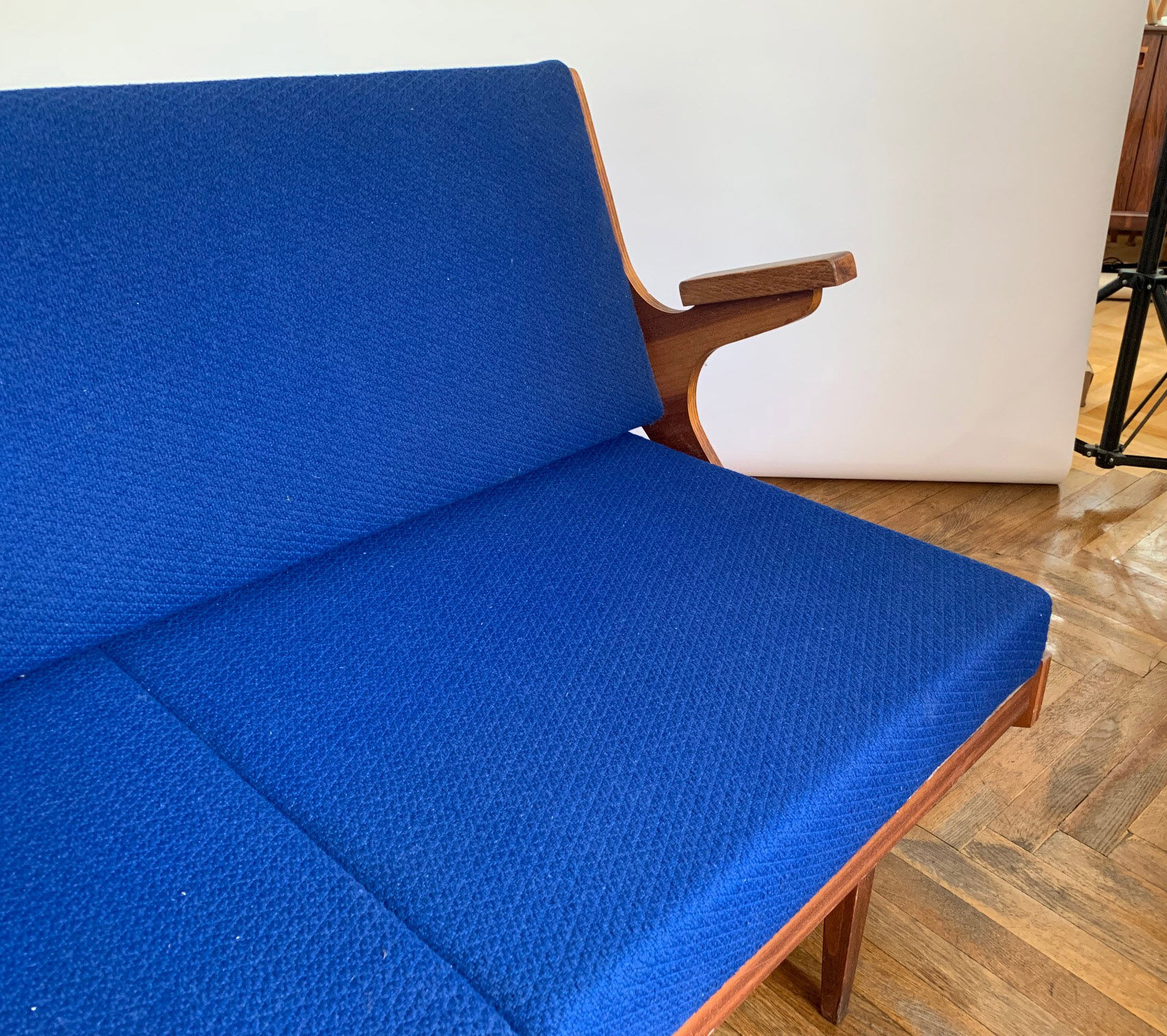 Foldning Sofa in Electric Blue Colour, 1960s, Czechoslovakia