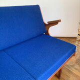 Foldning Sofa in Electric Blue Colour, 1960s, Czechoslovakia