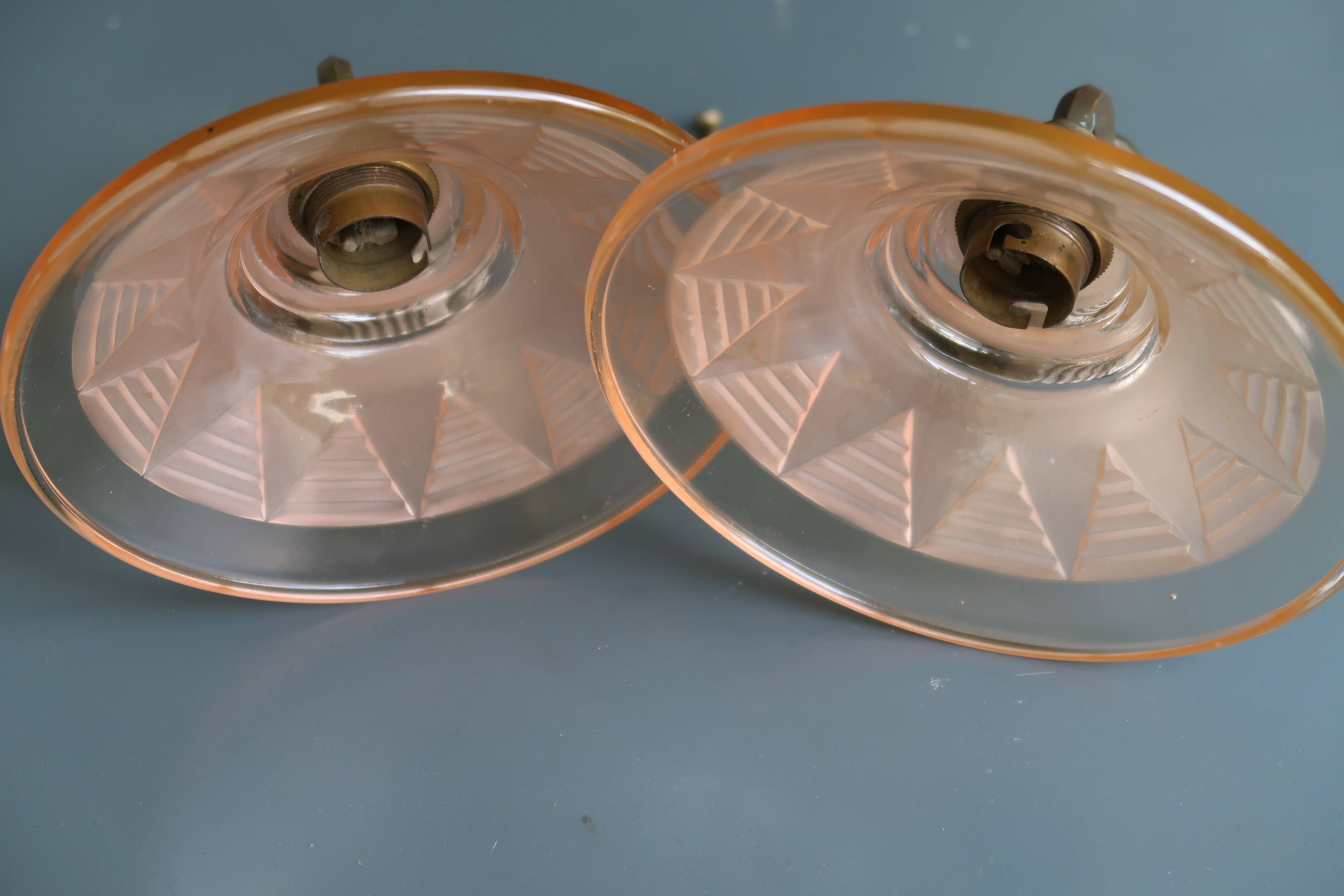 Pair of vintage Art Deco wall sconces from the 1930s.