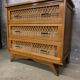 Chest of drawers vintage rattan and oak compass feet