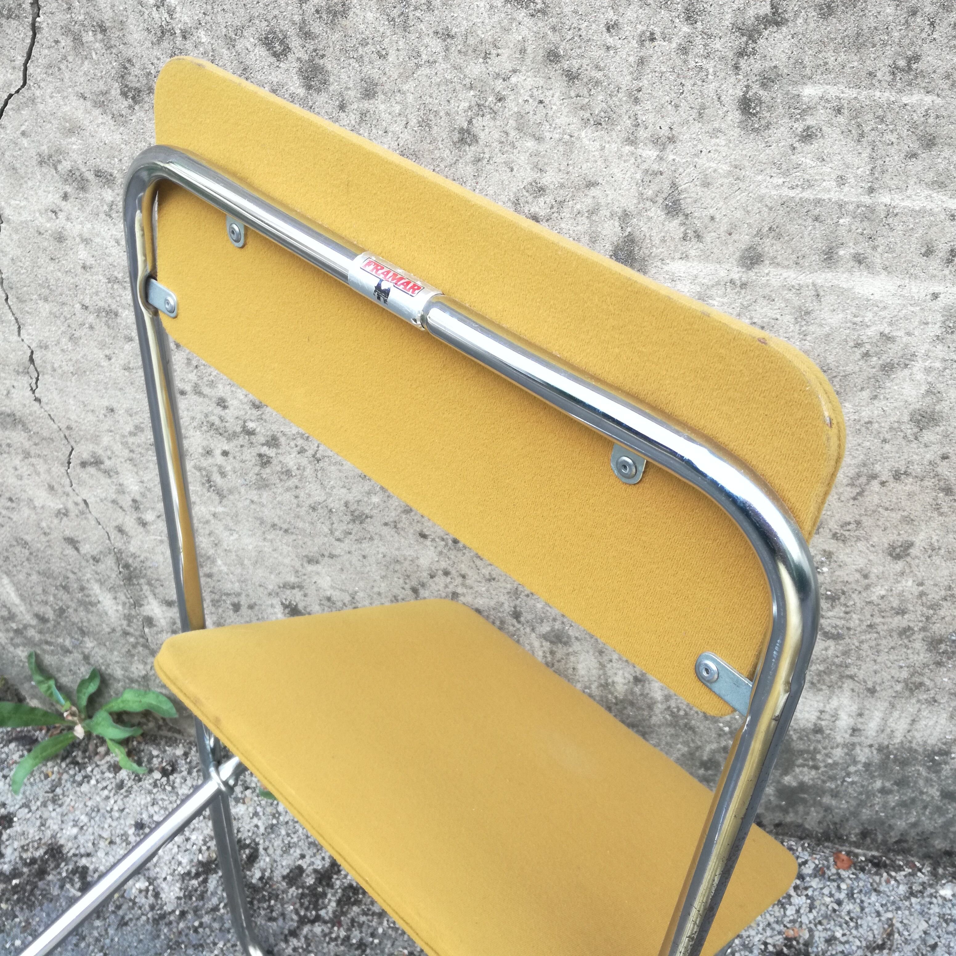 Yellow velvet folding chair