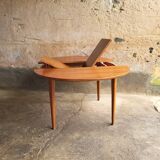 Scandinavian round extendable table in teak 1960's