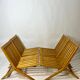 Vintage design solid wood scissor chairs and table from the 1970s