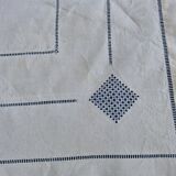 Ancien drap en lin avec grand retour - jours fait main - 206 x 350 cm