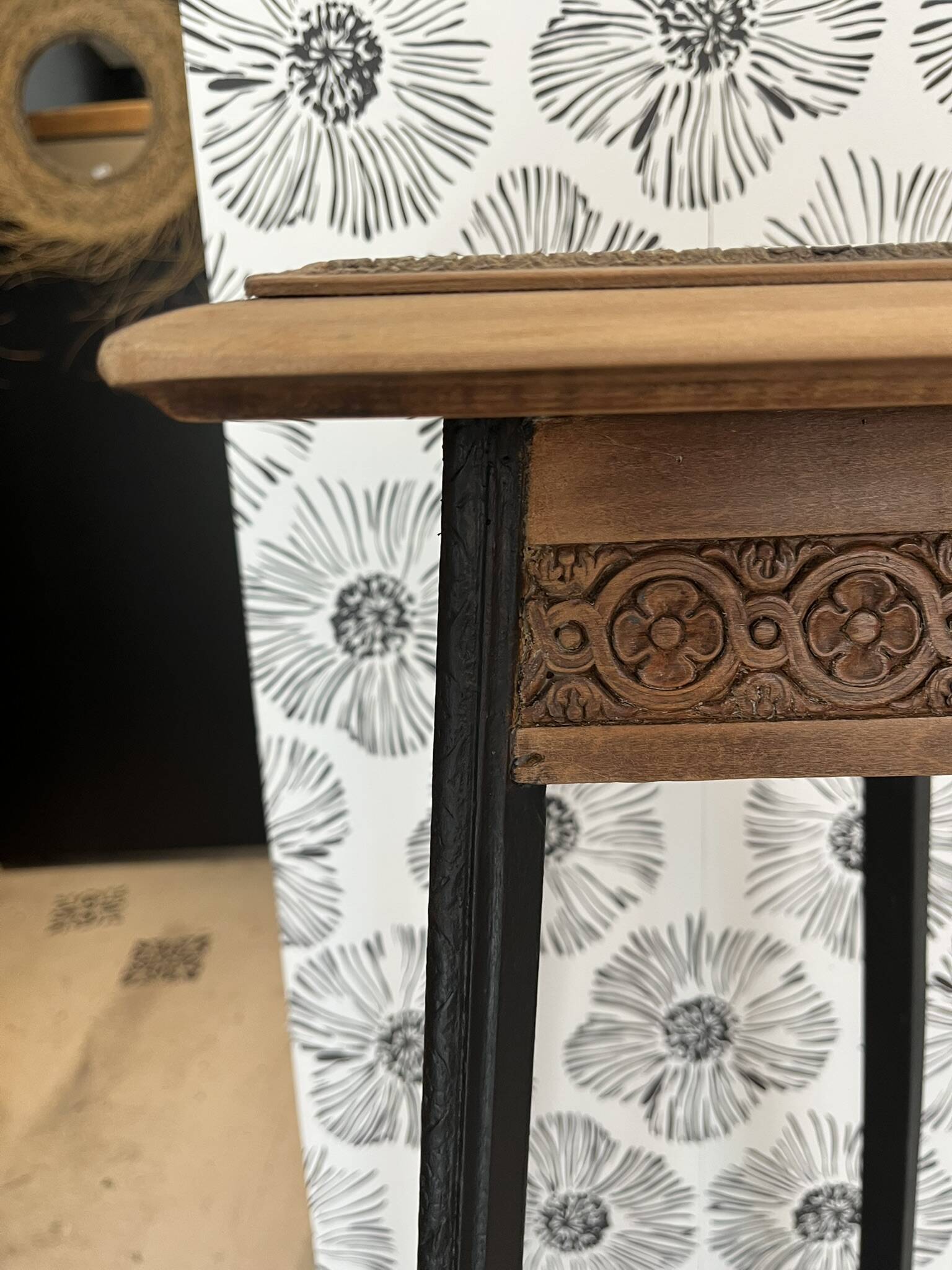 Wood and marble stool