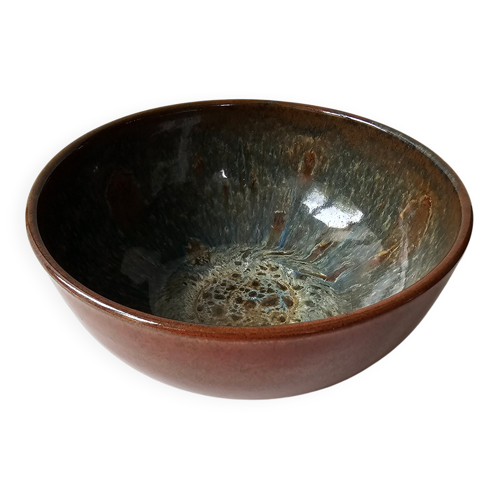 Salad bowl - Glazed ceramic bowl Signed Alésia