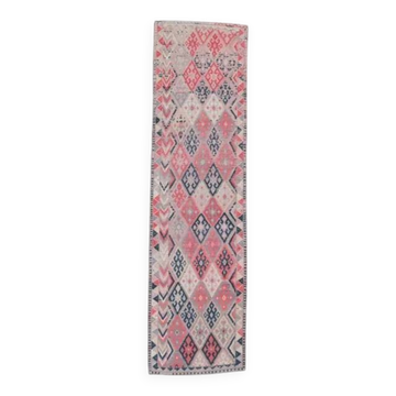 1960s Vintage Turkish Hand-Knotted Retro Runner 87x311