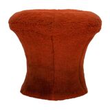 Pouf repose-pieds rond recouvert de peluche en forme de champignon vintage des années 60 et 70