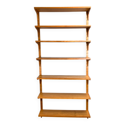 Danish wall shelf by Hansen and Guldborg, teak, aluminum rails, 1960s.