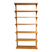 Étagère murale danoise par Hansen et Guldborg, teck, rails en aluminium, années 1960.