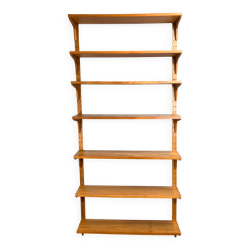 Étagère murale danoise par Hansen et Guldborg, teck, rails en aluminium, années 1960.