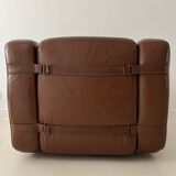Prototype armchair in brown imitation leather by Michel Ducaroy, France 1970s