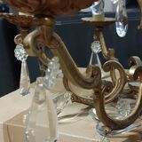Lustre italien bronze a pampilles cristal 6 branches