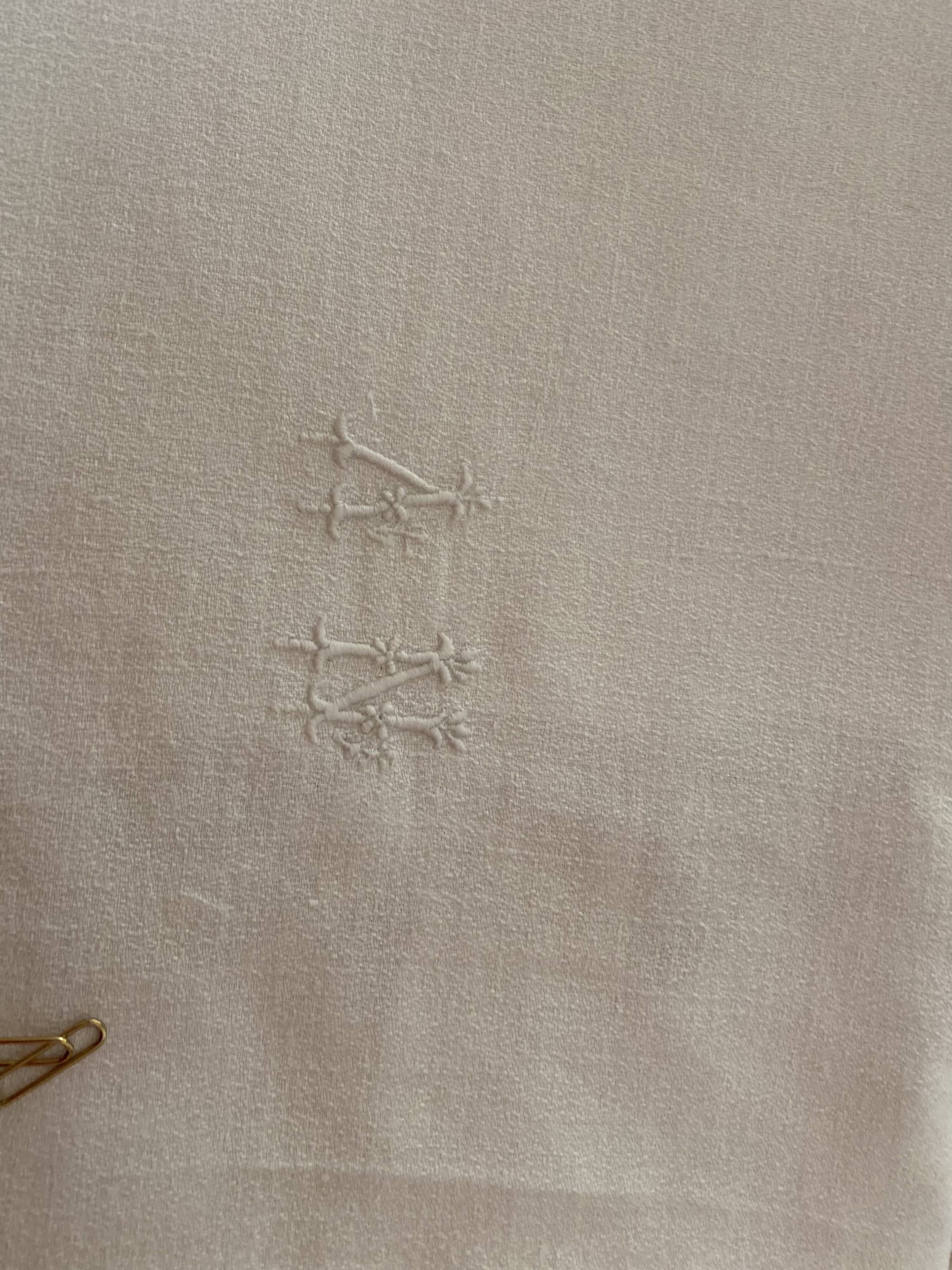 Linen tablecloth hand embroidery monogram an