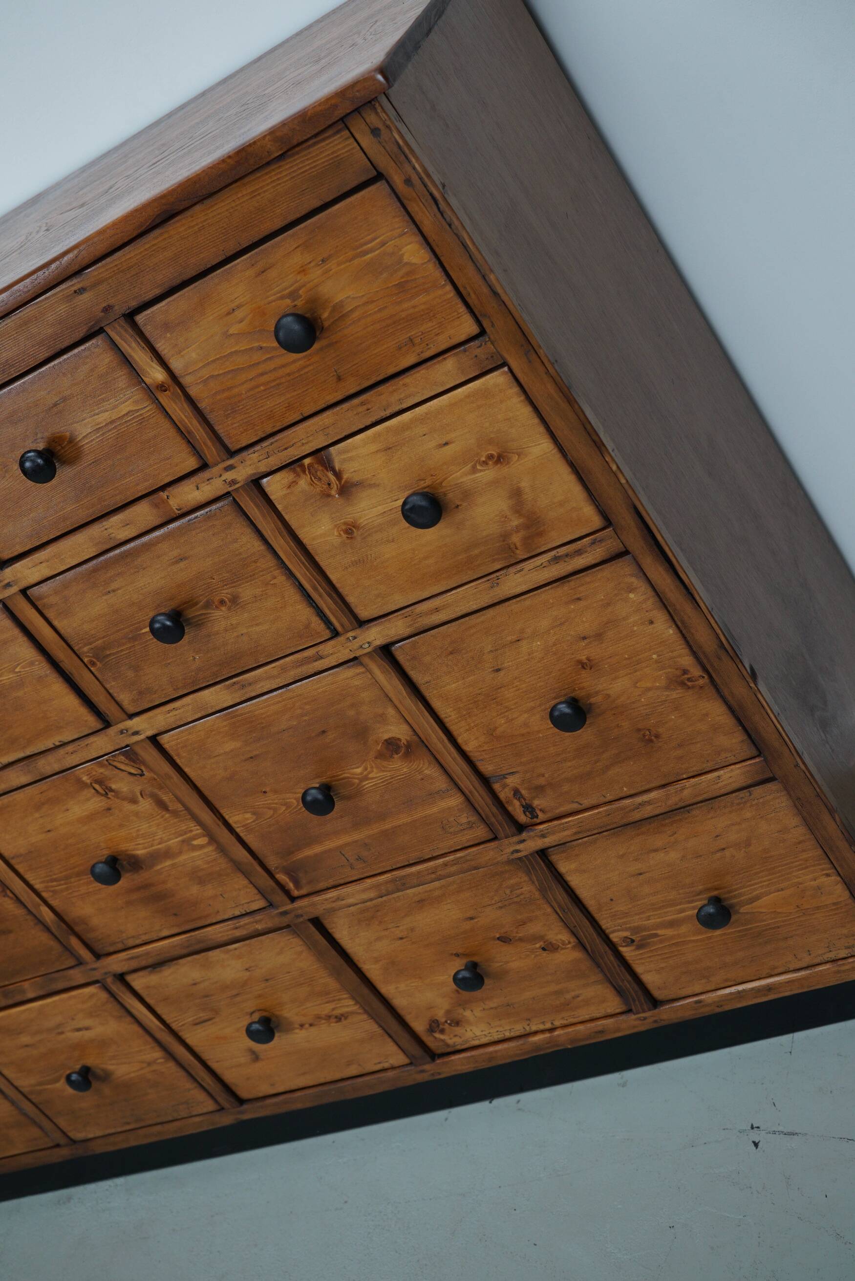 Large German Pine Industrial Apothecary / Shop Cabinet, 1950s