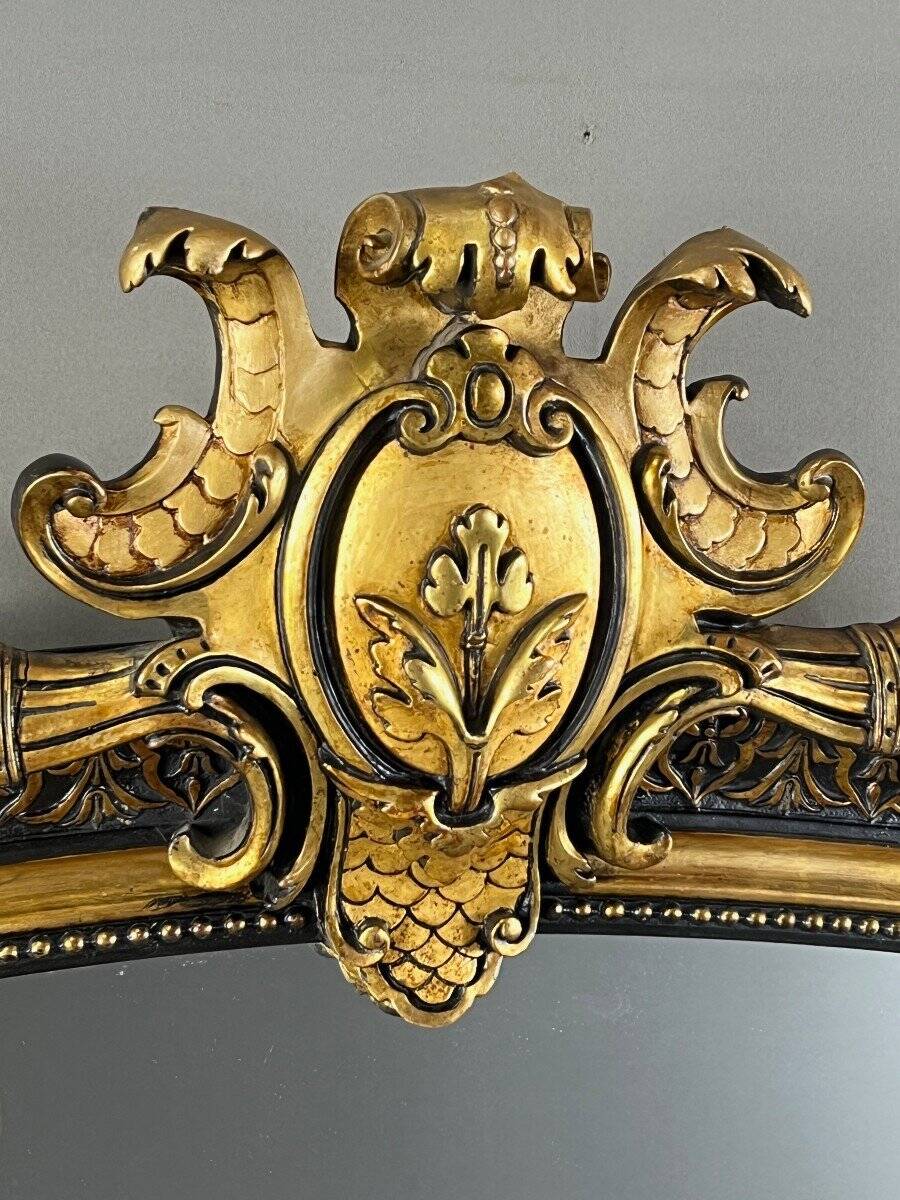 Grand Miroir à Fronton En Bois Sculpté Et Doré, Style Napoléon III