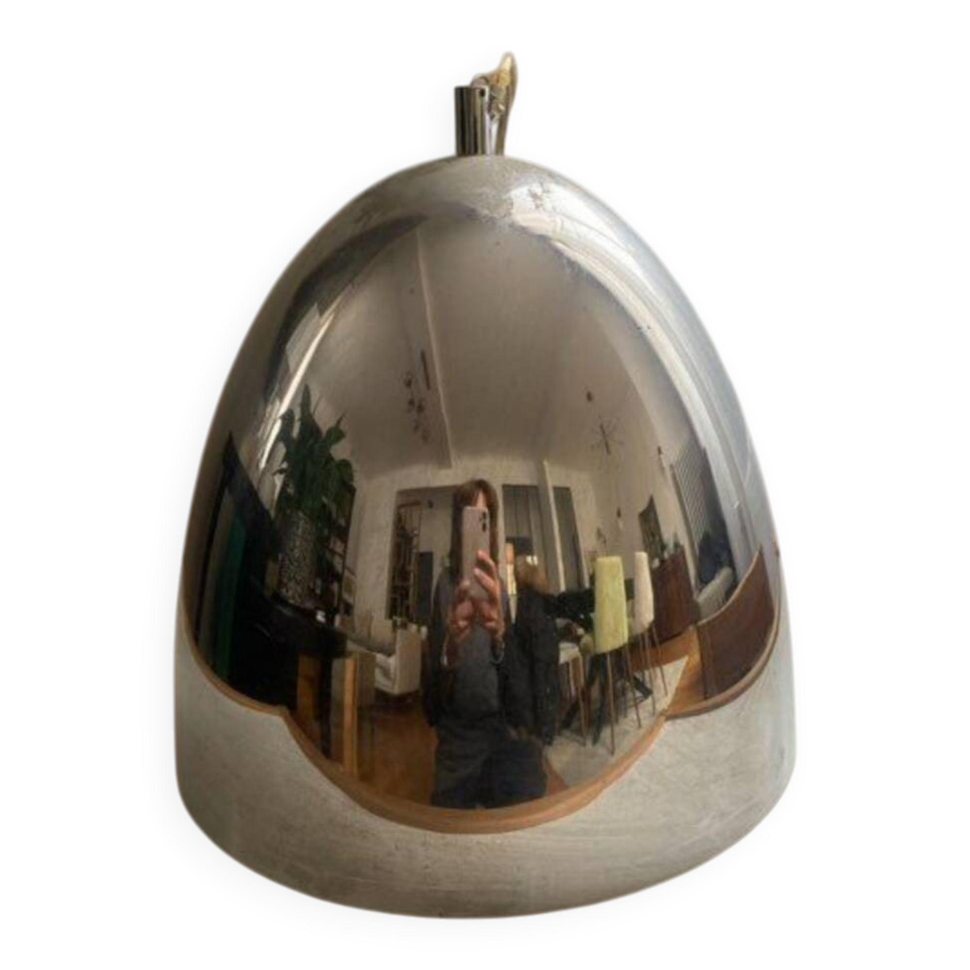 Vintage chrome metal pendant – 1970s design