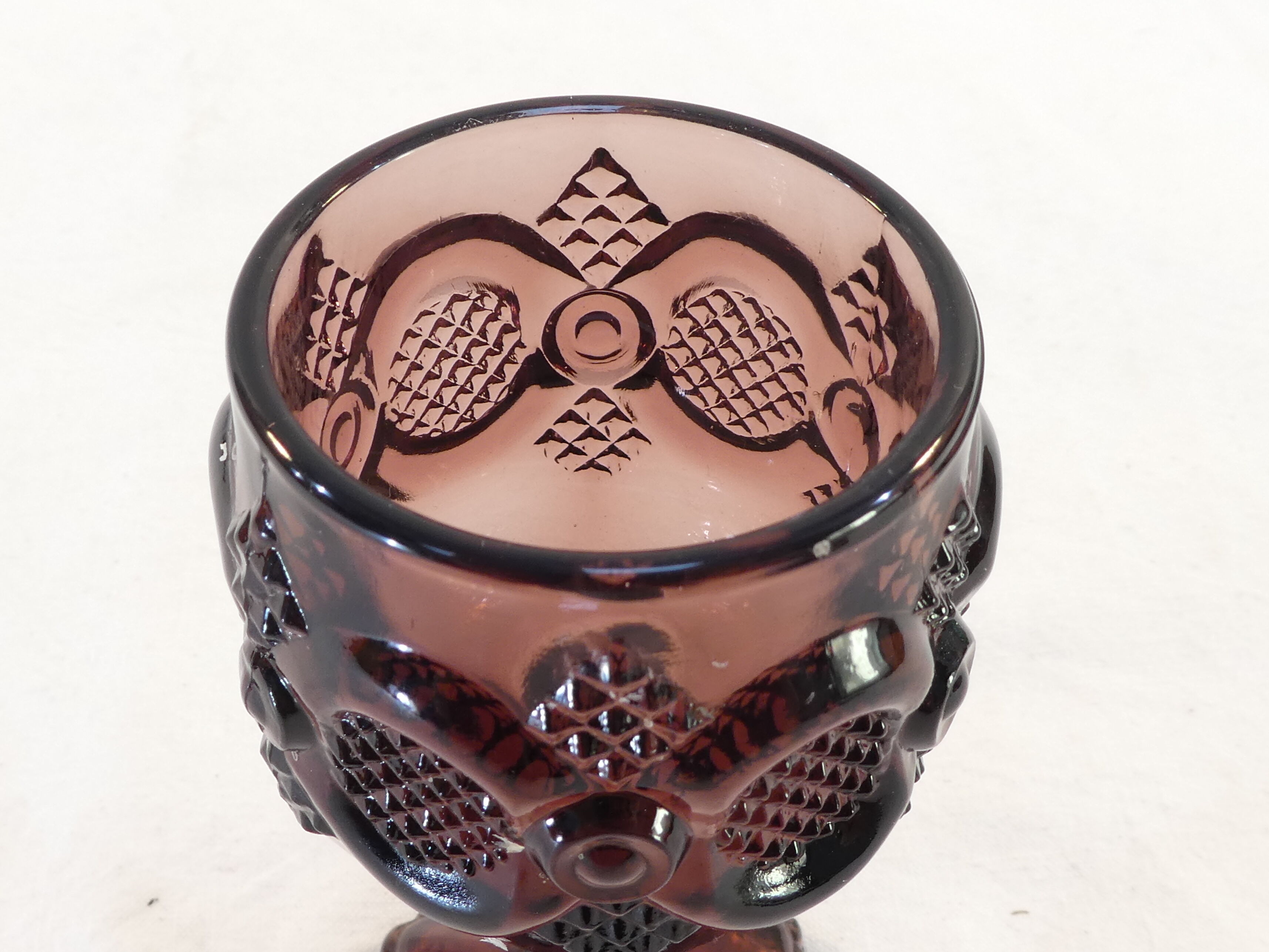 Advertising glass AVON purple decor in vintage relief